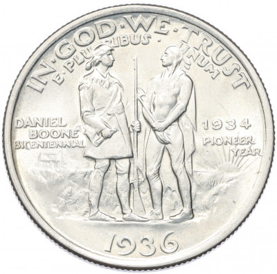 1/2 доллара (50 центов) 1936 года США «Двухсотлетие Даниэля Буна»