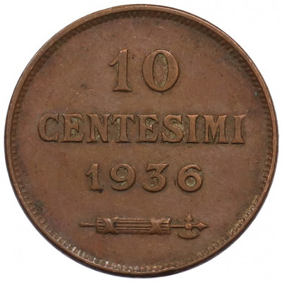 10 чентезимо 1936 года Сан-Марино