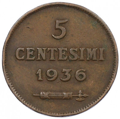 5 чентезимо 1936 года Сан-Марино