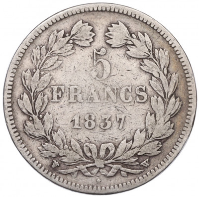 5 франков 1837 года W Франция
