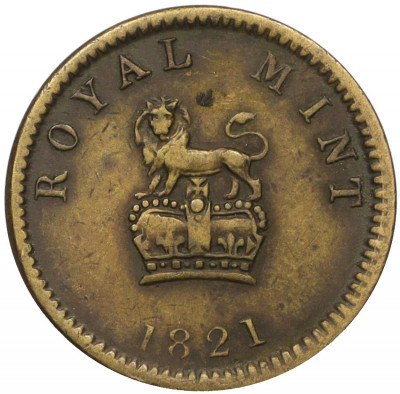 Жетон (Измерительная гиря) «1/2 соверена» 1821 года Великобритания