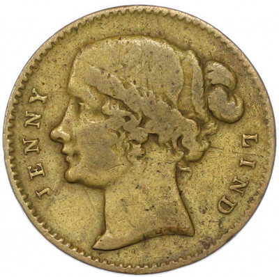 Игровой жетон 1850-1860 года Великобритания «Дженни Линд»
