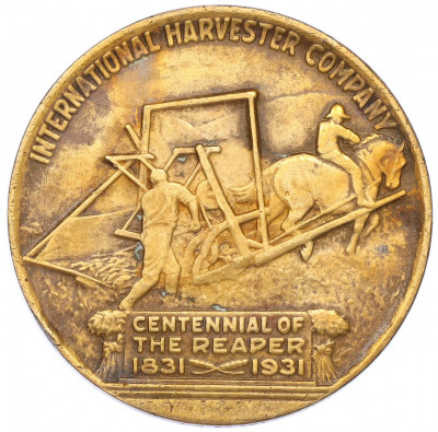 Жетон 1931 года США «Международная компания Harvester — Сайрус Холл Маккормик»