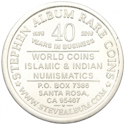 Рекламный жетон 2016 года США «Stephen Album Rare Coins — 40 лет в бизнесе»