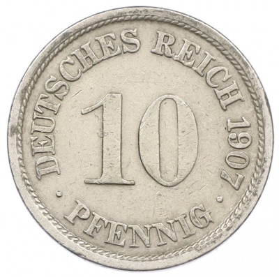 10 пфеннигов 1907 года F Германия