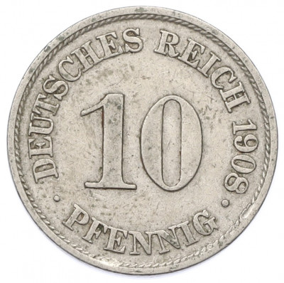 10 пфеннигов 1908 года A Германия