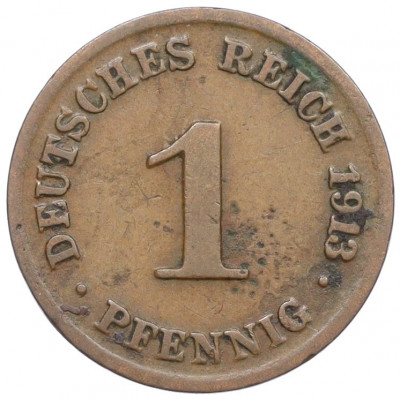 1 пфенниг 1913 года D Германия