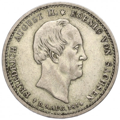 1/6 талера 1854 года Саксония «Смерть Короля Фридриха Августа II»