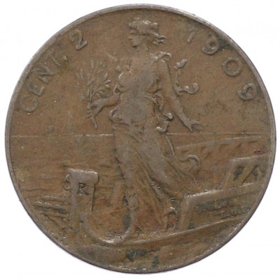 2 чентезимо 1909 года Италия
