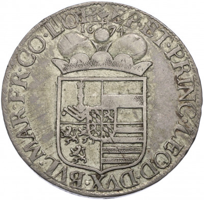 1 патагон (талер) 1674 года Льеж (Максимилиан Генрих Баварский)