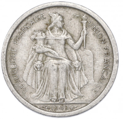 2 франка 1949 года Французская Океания