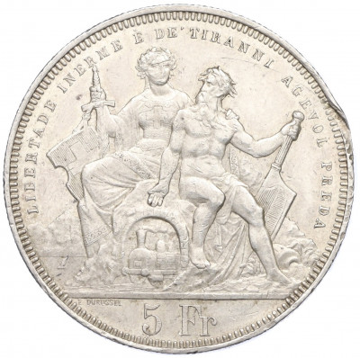 5 франков 1883 года Швейцария «Стрелковый фестиваль в Лугано»