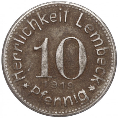 10 пфеннигов 1919 года Германия — город Лембек (Нотгельд)