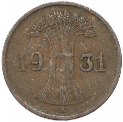 1 рейхспфенниг 1931 года A Германия