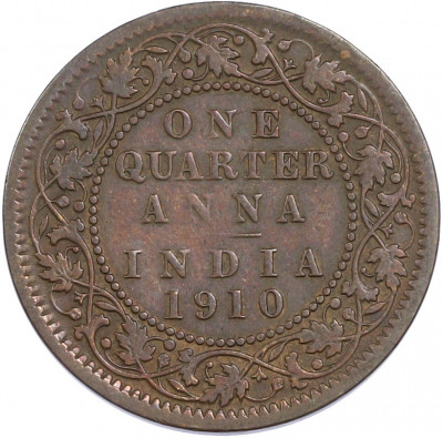 1/4 анны 1910 года Британская Индия