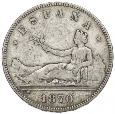 5 песет 1870 года Испания