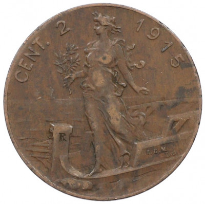 2 чентезимо 1915 года Италия