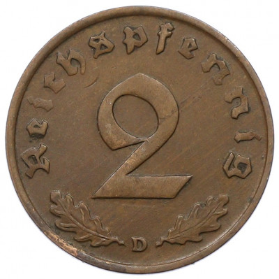 2 рейхспфеннига 1936 года D Германия