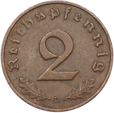 2 рейхспфеннига 1937 года D Германия