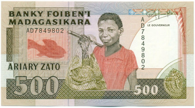 500 франков 1993 года Мадагаскар
