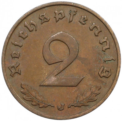 2 рейхспфеннига 1939 года J Германия