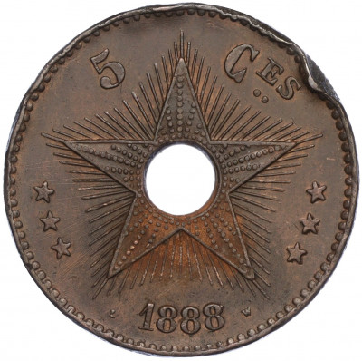 5 сантимов 1888 года Свободное государство Конго (Бельгийское Конго)