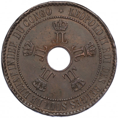 5 сантимов 1888 года Свободное государство Конго (Бельгийское Конго)