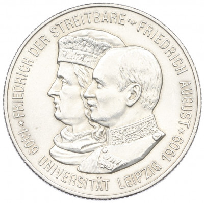 2 марки 1909 года Германия (Саксония) «500 лет Лейпцигскому университету»