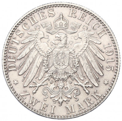 2 марки 1915 года Германия (Саксен-Мейнинген) «Смерть Георга II Саксен-Мейнингенского»