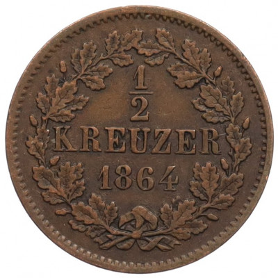 1/2 крейцера 1864 года Баден