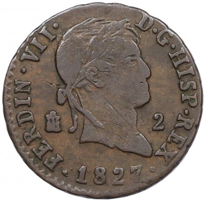 2 мараведи 1827 года Испания