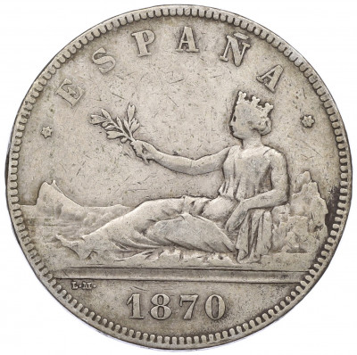5 песет 1870 года Испания
