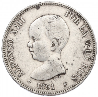 5 песет 1891 года Испания