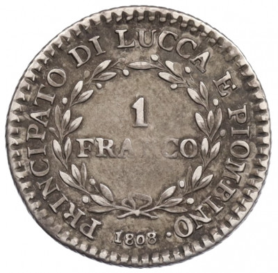 1 франк 1808 года Лукка и Пьомбиньо