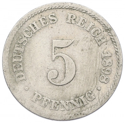 5 пфеннигов 1898 года J Германия