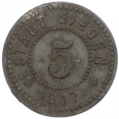 5 пфеннигов 1917 года Германия — город Зиген (Нотгельд)
