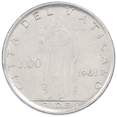100 лир 1961 года Ватикан