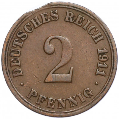 2 пфеннига 1911 года A Германия