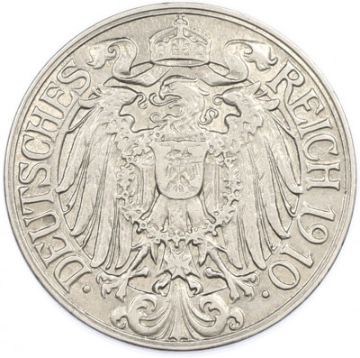 25 пфеннигов 1910 года D Германия