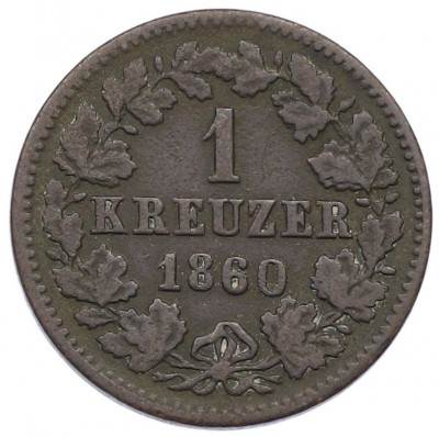 1 крейцер 1860 года Нассау