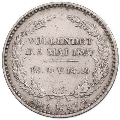 1/6 талера 1827 года Саксония «Смерть Короля Фридриха Августа I»