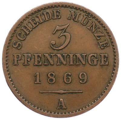 3 пфеннига 1869 года A Пруссия