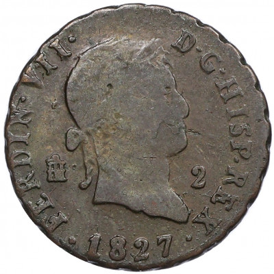2 мараведи 1827 года Испания