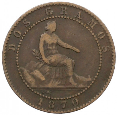 2 сентимо 1870 года Испания
