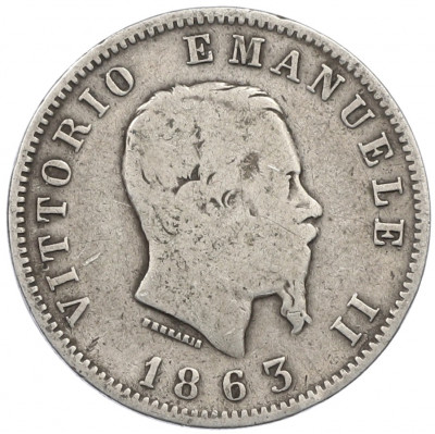 1 лира 1863 года M Италия