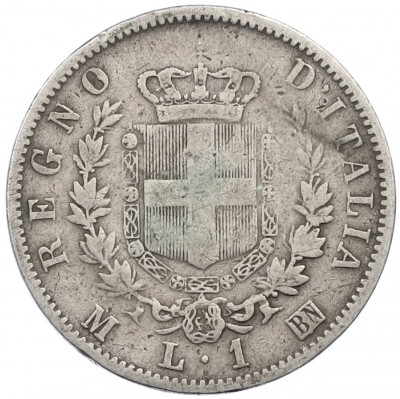 1 лира 1863 года M Италия