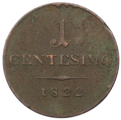 1 чентезимо 1822 года Ломбардия-Венеция