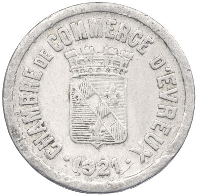 25 сантимов 1921 года Франция — город Эвре (Нотгельд)