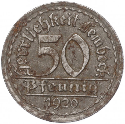 50 пфеннигов 1920 года Германия — город Лембек (Нотгельд)