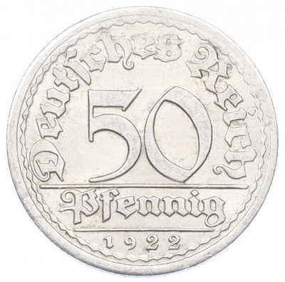 50 пфеннигов 1922 года J Германия